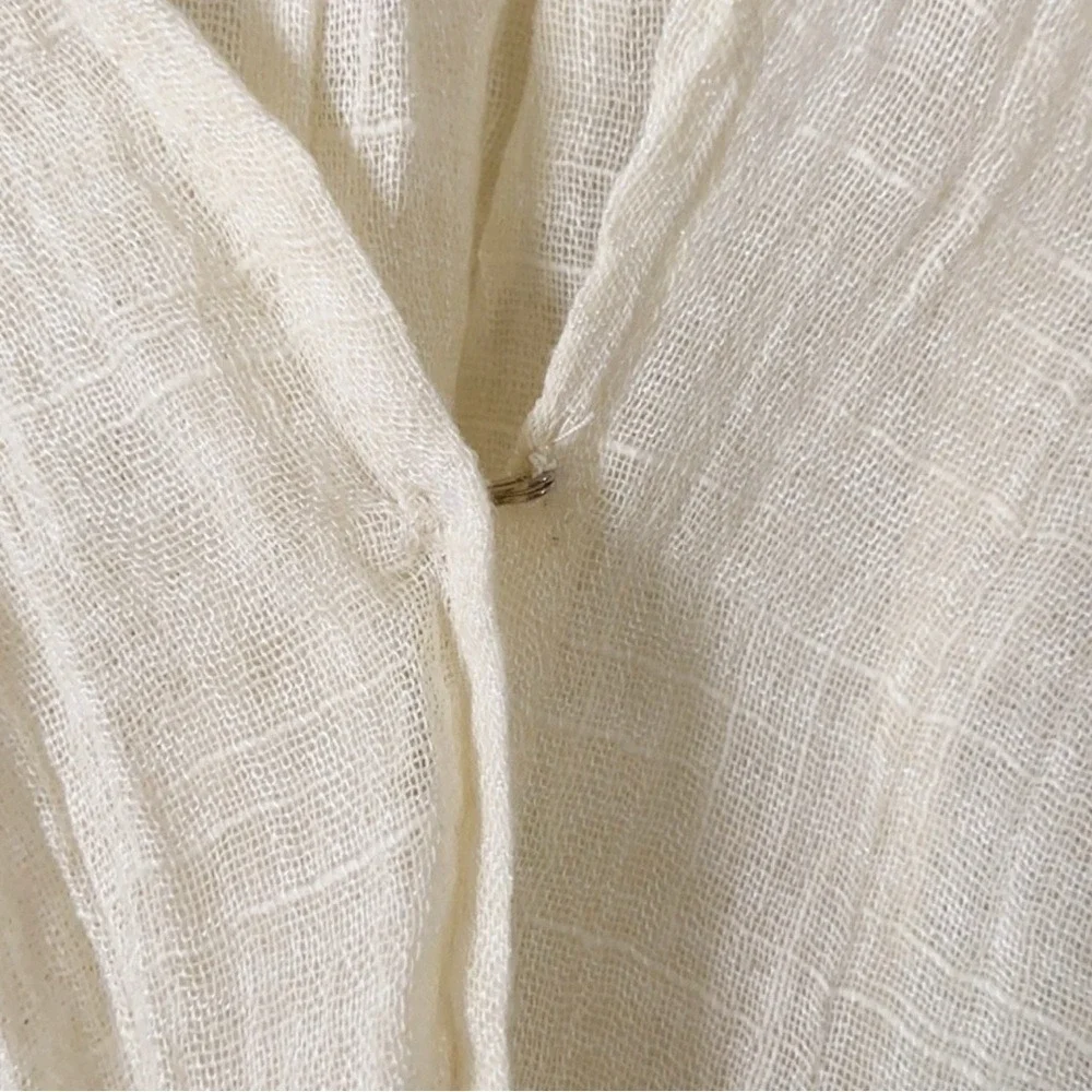 Free People Cream‎ Gauze Embroidered Sequin Boho Blouse Top XS